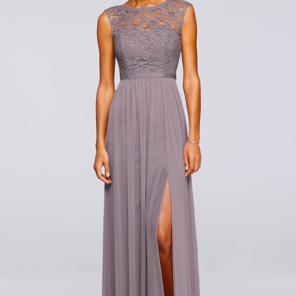 David’s Bridal Bridesmaid Dress Lace Bodice Dress